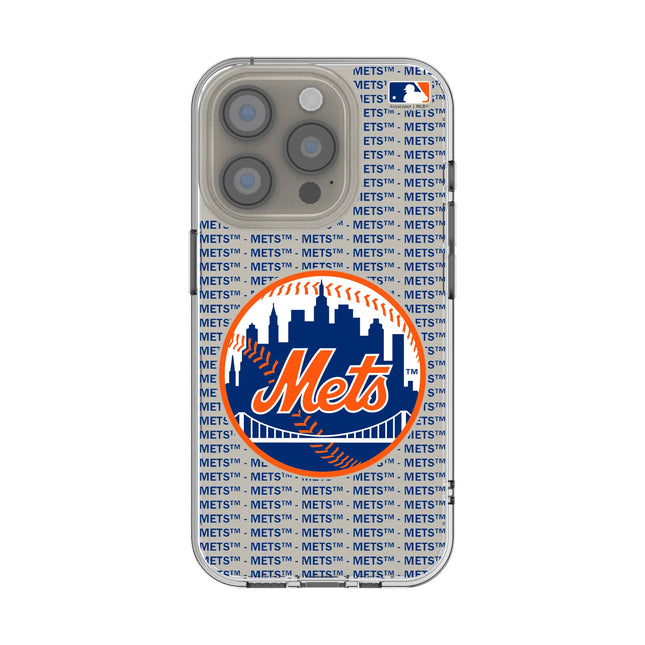 New York Mets Text Backdrop Clear Phone Case for Apple iPhone