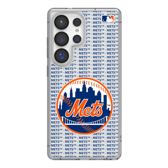 New York Mets Text Backdrop Clear Phone Case for Samsung Galaxy