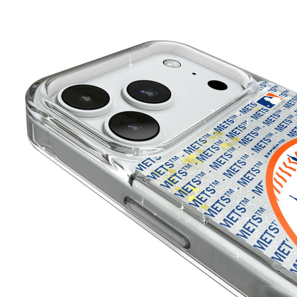 New York Mets Text Backdrop Glitter Phone Case for Apple iPhone