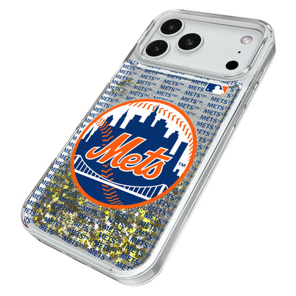 New York Mets Text Backdrop Glitter Phone Case for Apple iPhone