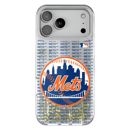 New York Mets Text Backdrop Glitter Phone Case for Apple iPhone