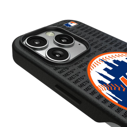 New York Mets Text Backdrop MagSafe Compatible Phone Case for Apple iPhone