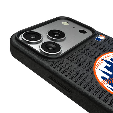 New York Mets Text Backdrop MagSafe Compatible Phone Case for Apple iPhone