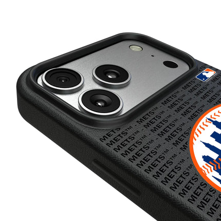 New York Mets Text Backdrop MagSafe Compatible Phone Case for Apple iPhone