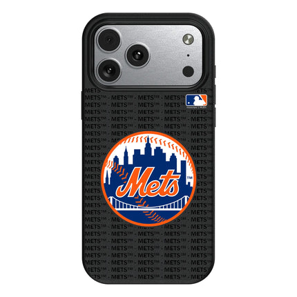 New York Mets Text Backdrop MagSafe Compatible Phone Case for Apple iPhone