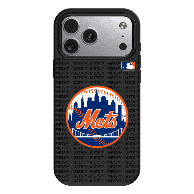 New York Mets Text Backdrop MagSafe Compatible Phone Case for Apple iPhone