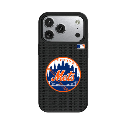 New York Mets Text Backdrop MagSafe Compatible Phone Case for Apple iPhone