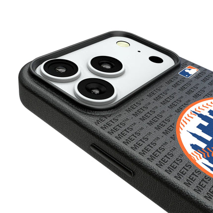 New York Mets Text Backdrop MagSafe Compatible Phone Case for Apple iPhone