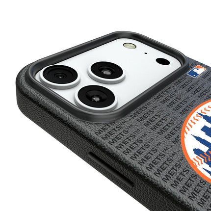 New York Mets Text Backdrop MagSafe Compatible Phone Case for Apple iPhone