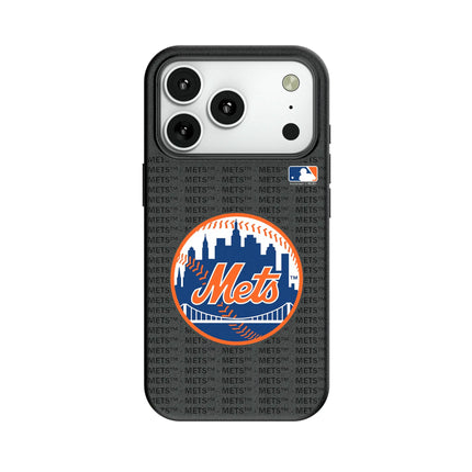 New York Mets Text Backdrop MagSafe Compatible Phone Case for Apple iPhone