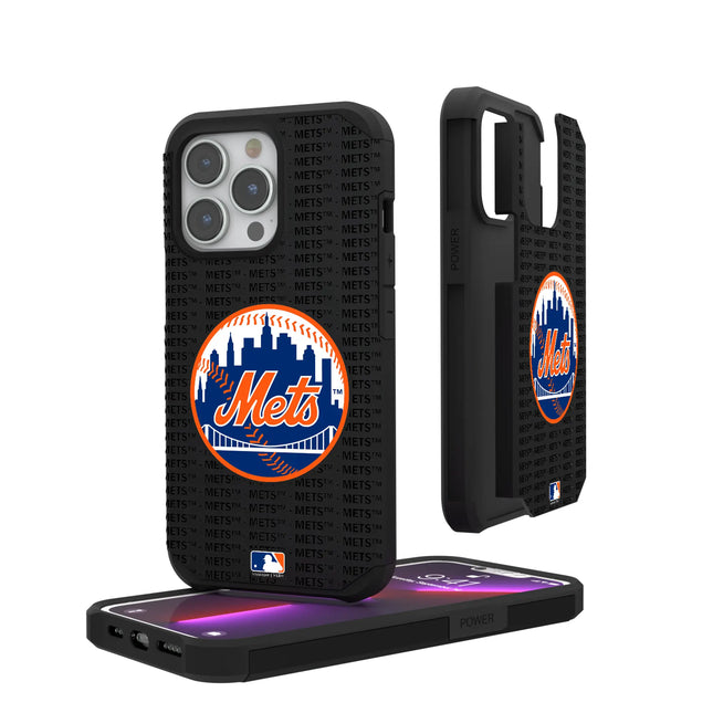 New York Mets Text Backdrop Rugged Phone Case for Apple iPhone