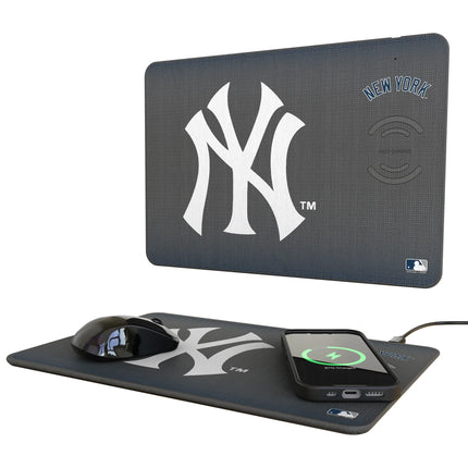 New York Yankees Linen 15-Watt Wireless Charger and Mouse Pad