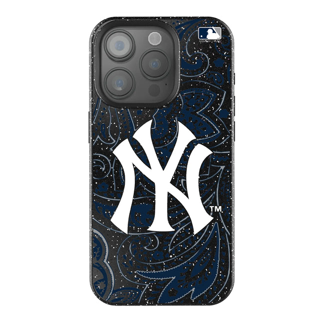 New York Yankees Paisley Black Bling Phone Case for Apple iPhone