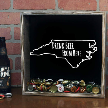North Carolina Drink Beer From Here Beer Cap Shadow Box