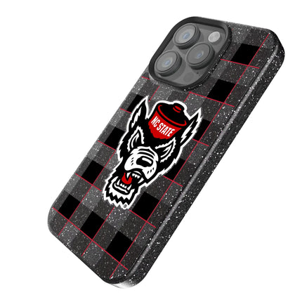 North Carolina State University Wolfpack Plaid Black Bling Phone Case for Apple iPhone