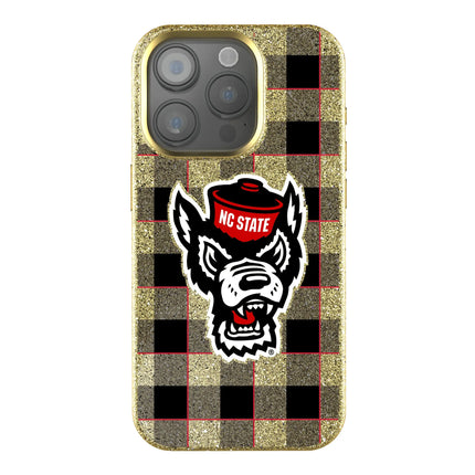 North Carolina State University Wolfpack Plaid Bling Phone Case for Apple iPhone