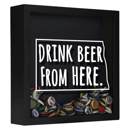 North Dakota Drink Beer From Here Beer Cap Shadow Box