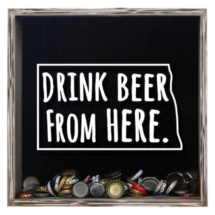North Dakota Drink Beer From Here Beer Cap Shadow Box