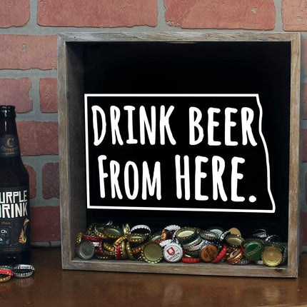 North Dakota Drink Beer From Here Beer Cap Shadow Box