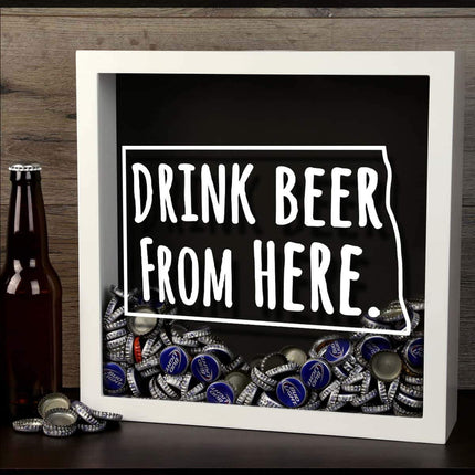 North Dakota Drink Beer From Here Beer Cap Shadow Box