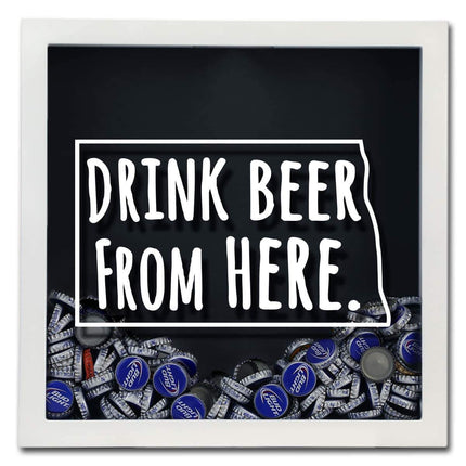 North Dakota Drink Beer From Here Beer Cap Shadow Box