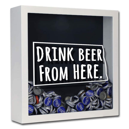 North Dakota Drink Beer From Here Beer Cap Shadow Box