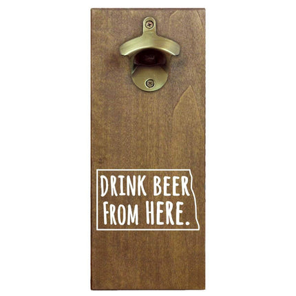 North Dakota Drink Beer From Here Cap Catching Magnetic Bottle Opener