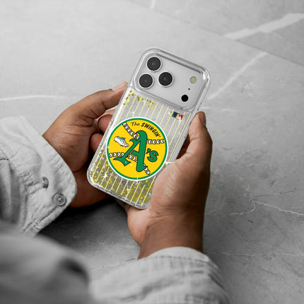 Oakland As 1971-1981 - Cooperstown Collection Pinstripe Glitter Phone Case for Apple iPhone