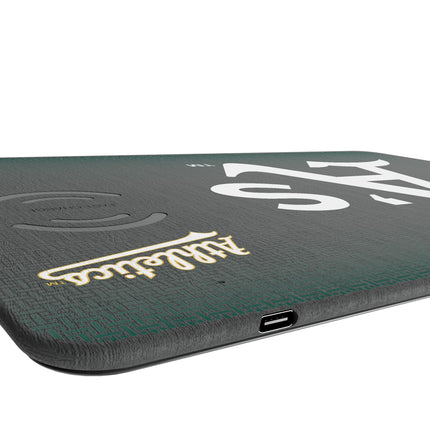 Oakland Athletics Linen 15-Watt Wireless Charger and Mouse Pad