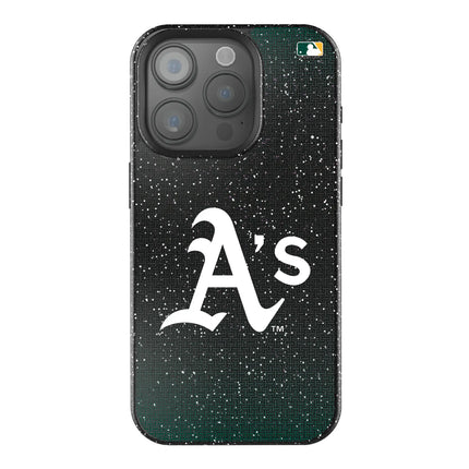 Oakland Athletics Linen Black Bling Phone Case for Apple iPhone