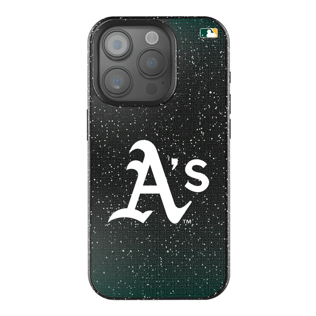 Oakland Athletics Linen Black Bling Phone Case for Apple iPhone