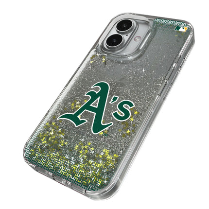 Oakland Athletics Linen Glitter Phone Case for Apple iPhone