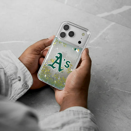 Oakland Athletics Linen Glitter Phone Case for Apple iPhone