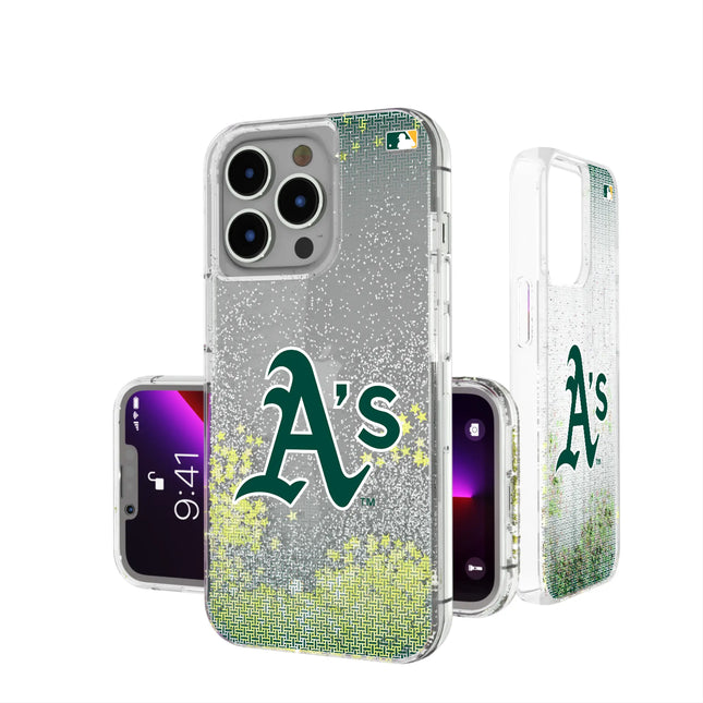 Oakland Athletics Linen Glitter Phone Case for Apple iPhone