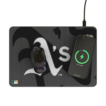 Oakland Athletics Monocolor Tilt 15-Watt Wireless Charger and Mouse Pad