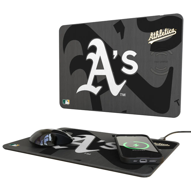 Oakland Athletics Monocolor Tilt 15-Watt Wireless Charger and Mouse Pad