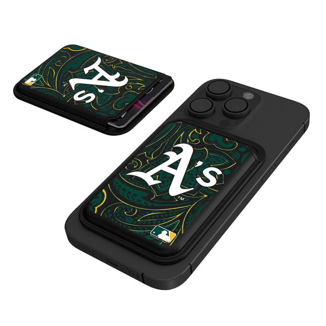 Oakland Athletics Paisley Black Magnetic Credit Card Wallet
