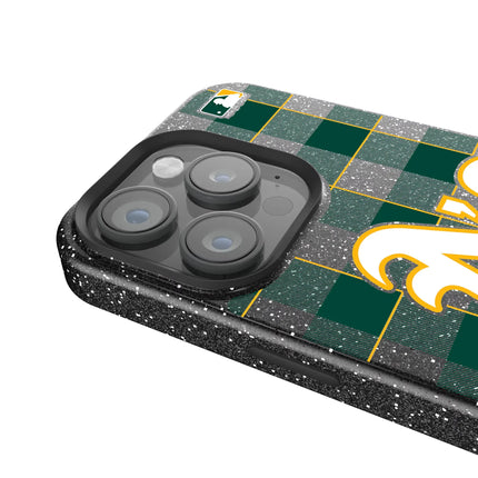 Oakland Athletics Plaid Black Bling Phone Case for Apple iPhone