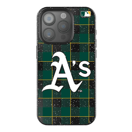 Oakland Athletics Plaid Black Bling Phone Case for Apple iPhone