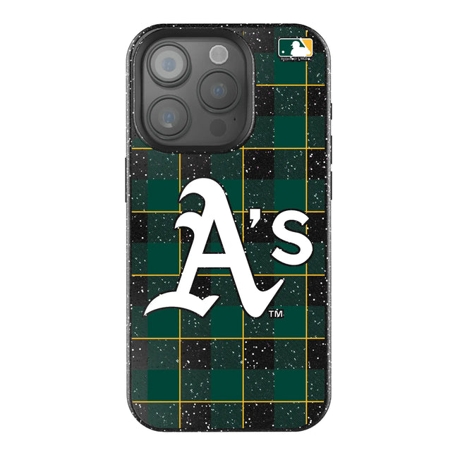 Oakland Athletics Plaid Black Bling Phone Case for Apple iPhone