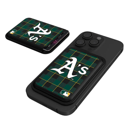 Oakland Athletics Plaid Black Magnetic Credit Card Wallet
