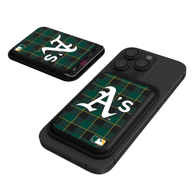 Oakland Athletics Plaid Black Magnetic Credit Card Wallet