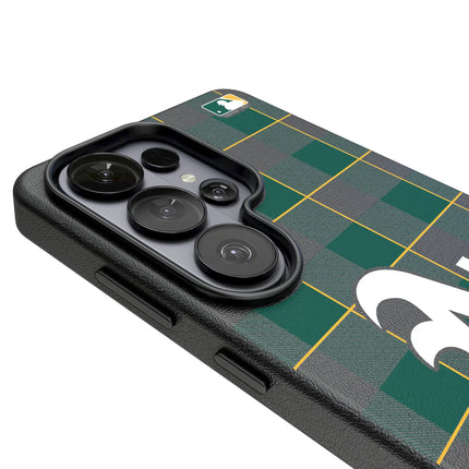 Oakland Athletics Plaid MagSafe Compatible Phone Case for Samsung Galaxy