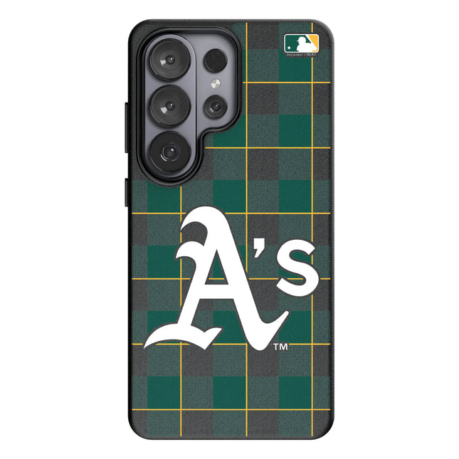 Oakland Athletics Plaid MagSafe Compatible Phone Case for Samsung Galaxy