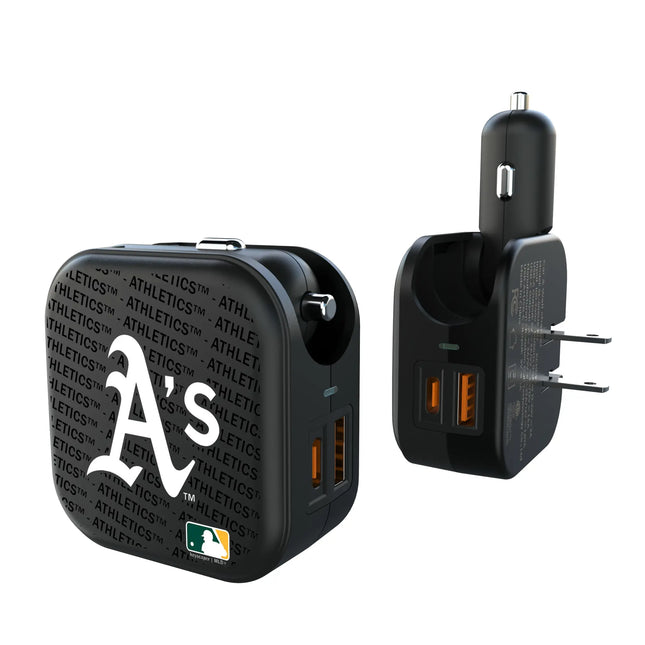 Oakland Athletics Text Backdrop 2 in 1 USB A/C Charger