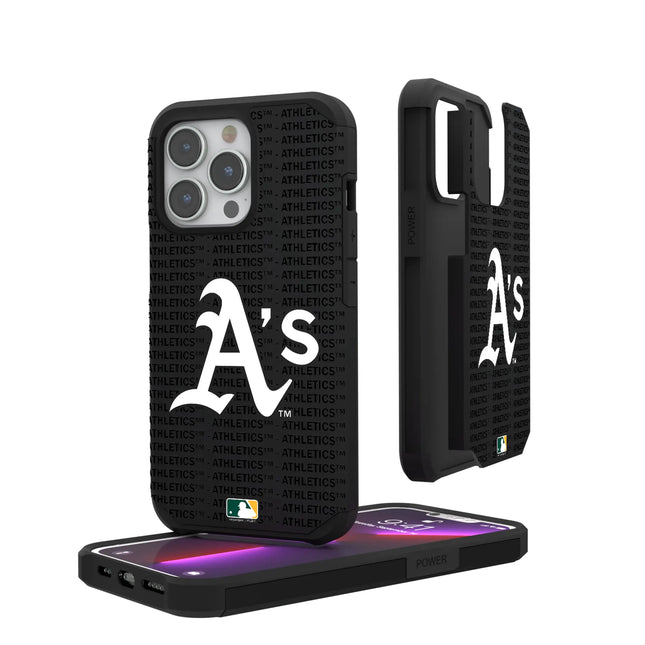 Oakland Athletics Text Backdrop Rugged Phone Case for Apple iPhone