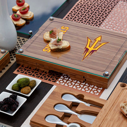 Arizona State Sun Devils Glass Top Cheese Cutting Board & Tools Set