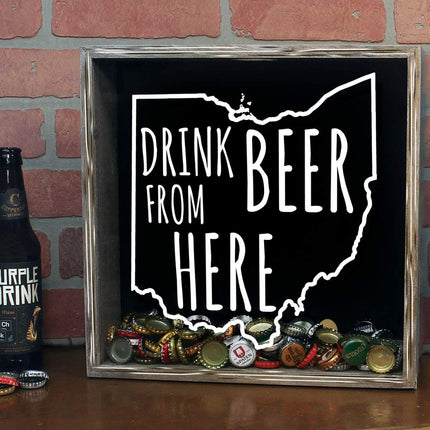 Ohio Drink Beer From Here Beer Cap Shadow Box