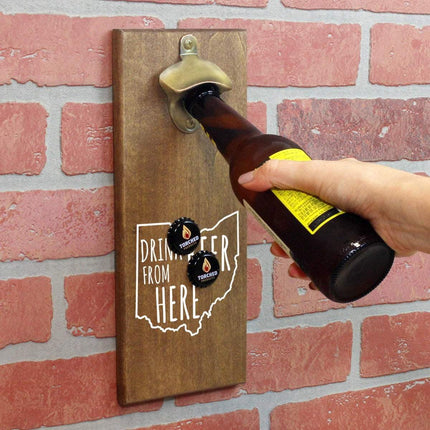 Ohio Drink Beer From Here Cap Catching Magnetic Bottle Opener