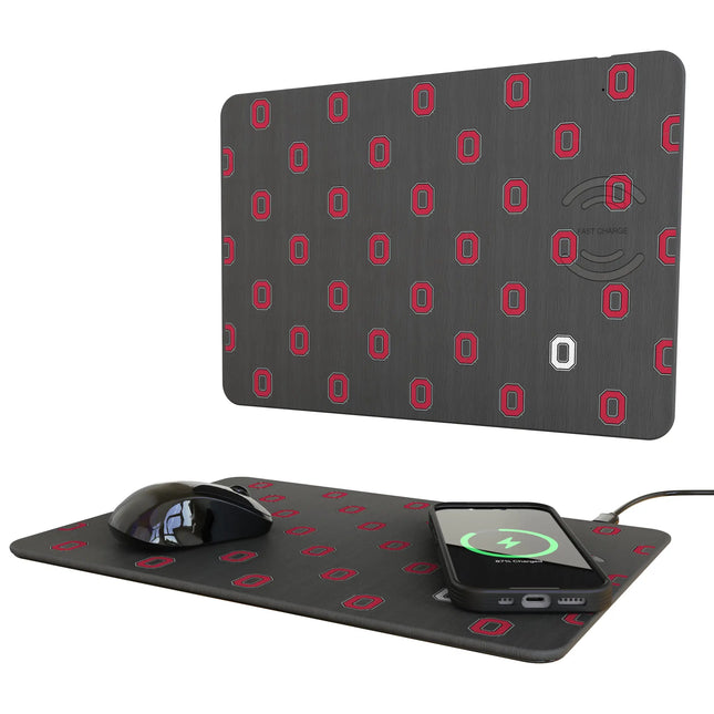 Ohio State University Buckeyes Fashion Pattern 15-Watt Wireless Charger and Mouse Pad